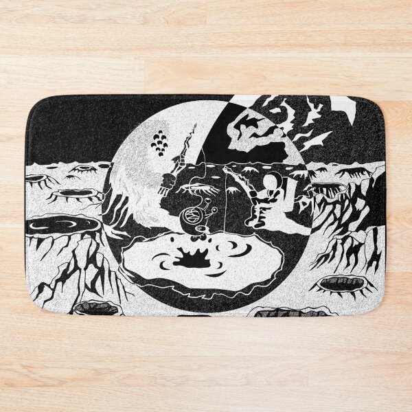 Item preview, Black and white retro futuristic alien fishing camp designed and sold by Popalt.