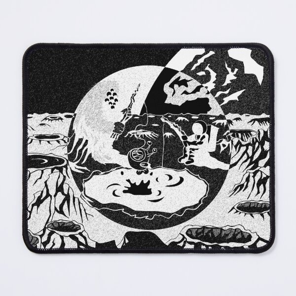 Item preview, Black and white retro futuristic alien fishing camp designed and sold by Popalt.
