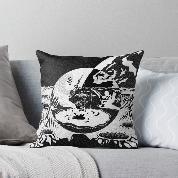 Aperçu de l'œuvre Camp de pêche alien futuriste rétro noir et blanc créée et vendue par Popalt.