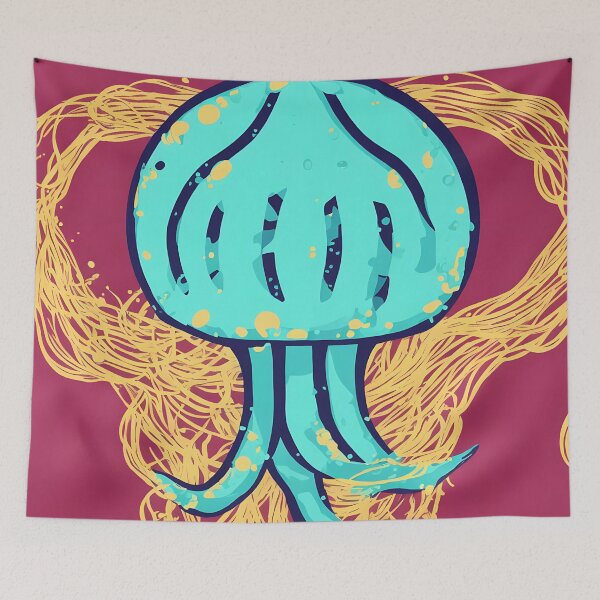 Aperçu de l'œuvre Jellyfish logo, geometric, vector, symmetrical, minimalism créée et vendue par DrawItOnce.
