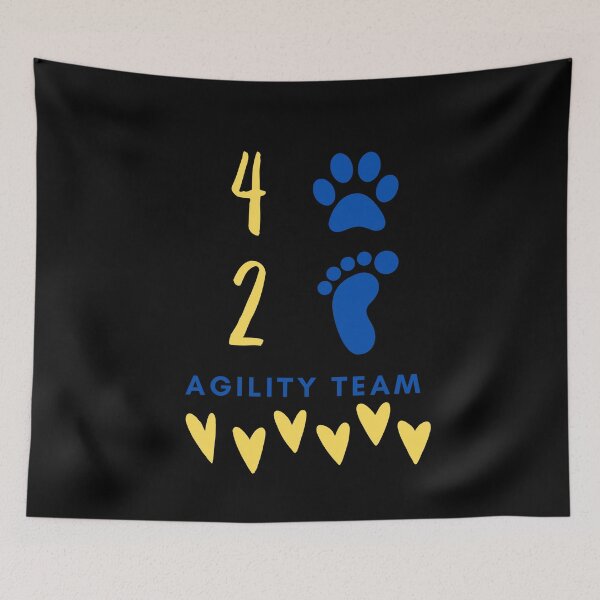 Item preview, Agility team 4 legs and 2 feet with hearts in blue and yellow designed and sold by PausePapote.