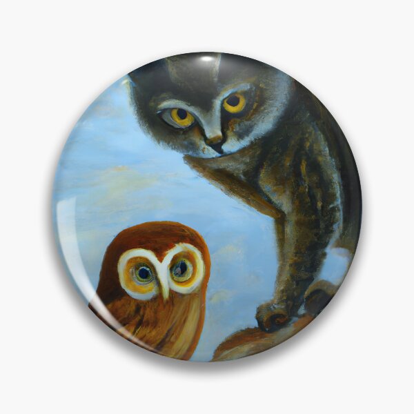 Item preview, A cat and an owl being best friends designed and sold by MyOilArt4you.