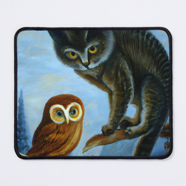Item preview, A cat and an owl being best friends designed and sold by MyOilArt4you.