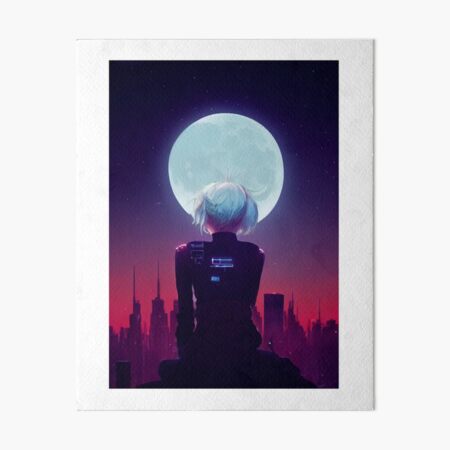 Item preview, Lucy betrachtet den Mond in Night City designed and sold by CanvaspaceArt.