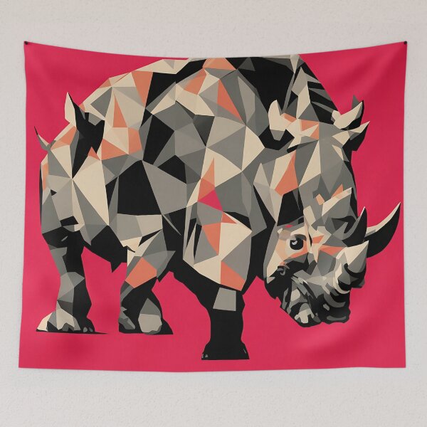 Aperçu de l'œuvre Rhinoceros logo, geometric, vector, symmetrical, minimalism créée et vendue par DrawItOnce.