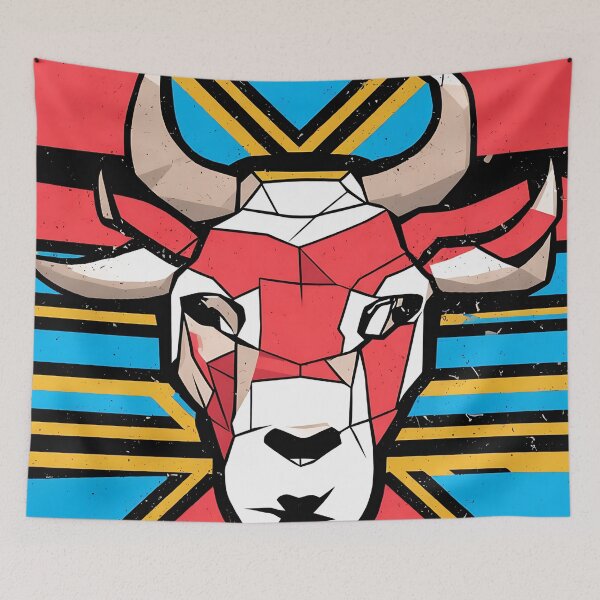 Aperçu de l'œuvre Bull logo, geometric, vector, symmetrical, minimalism créée et vendue par DrawItOnce.