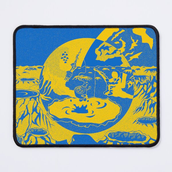 Item preview, Blue and yellow retro futuristic alien fishing camp designed and sold by Popalt.