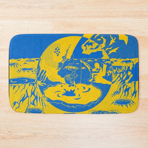 Item preview, Blue and yellow retro futuristic alien fishing camp designed and sold by Popalt.