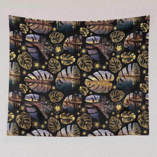 Item preview, Beautiful Brisbane River Pattern with Tropical Leaves designed and sold by Annalee Beer.