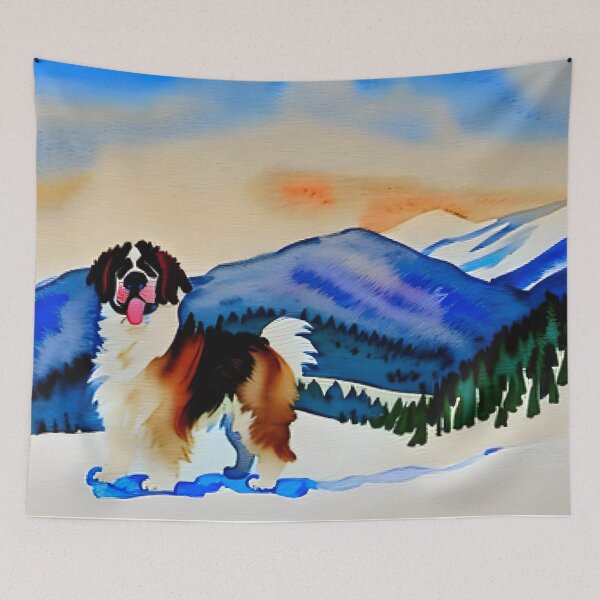 Item preview, Saint Bernard Atop a Snowy Valley designed and sold by DiscoGypsyFish.