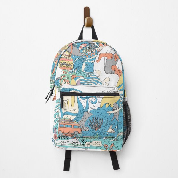 Item preview, Doodle art drawing of surfing history. Color drawing designed and sold by evk-art.