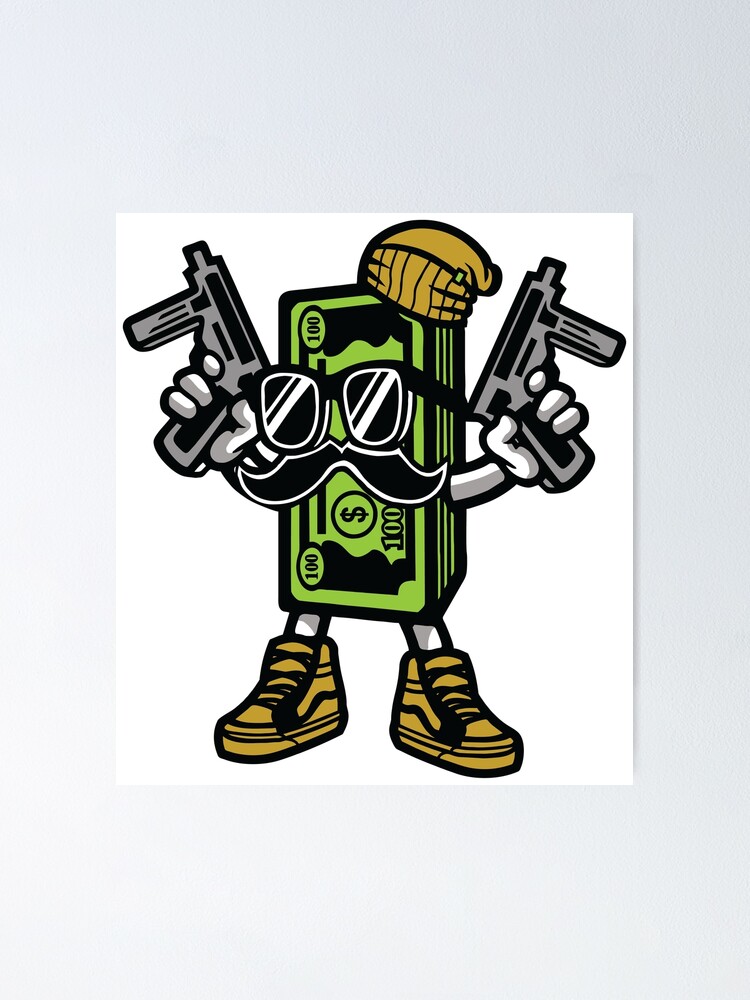 "Gangster Cash Money Cartoon Character" Poster by ThatMerchStore | Redbubble