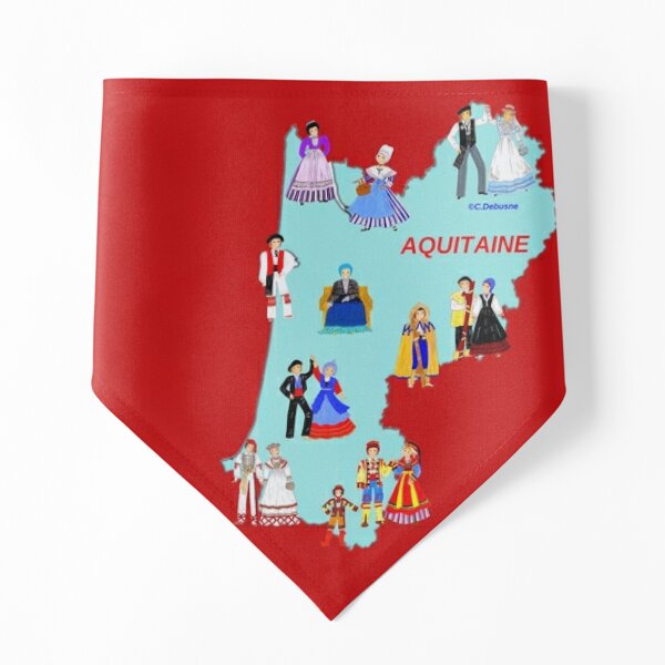 Map of AQUITAINE, France and some traditional costumes Art Board Print by  Catherine Debusne