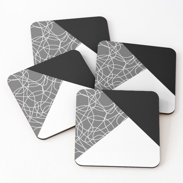 Item preview, Gray Black and White Scribbled Lines Abstract Mosaic Pattern On Solid Color designed and sold by All-Black-White.