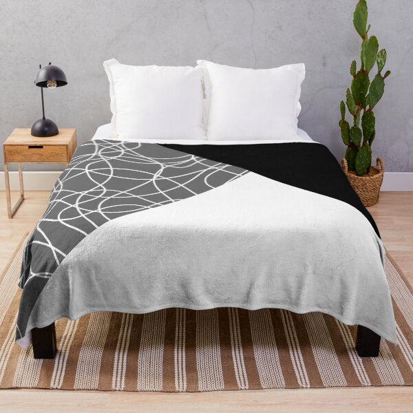 Item preview, Gray Black and White Scribbled Lines Abstract Mosaic Pattern On Solid Color designed and sold by All-Black-White.