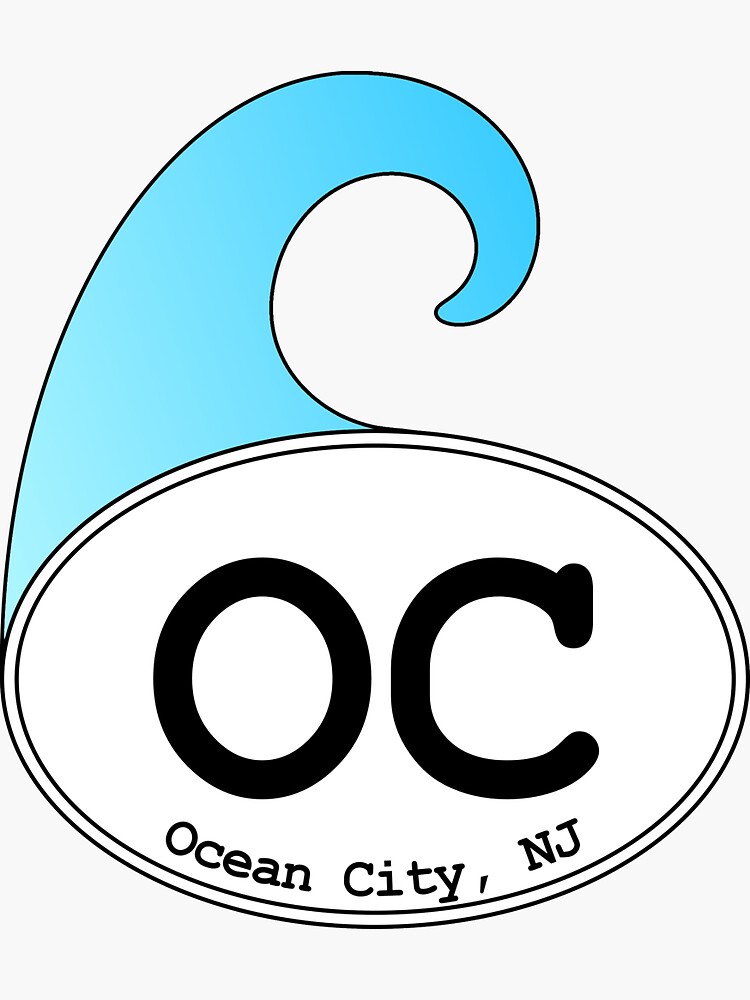 "OC Ocean City NJ Oval with Wave" Sticker for Sale by dodgemdesigns