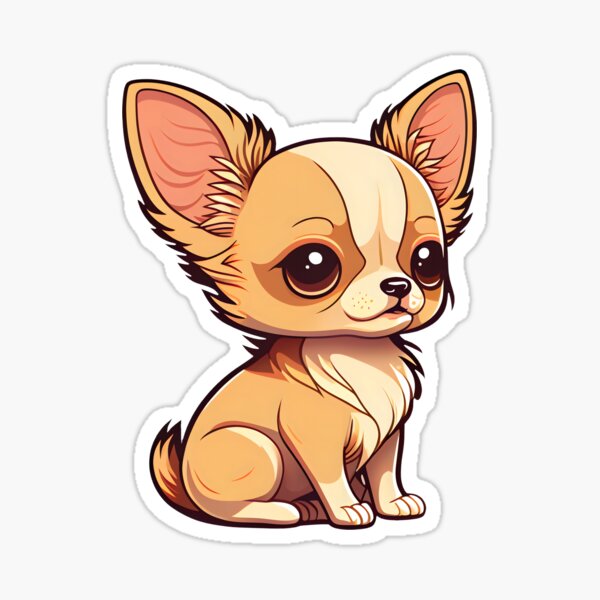 " Cute Kawaii Chihuahua Puppy" Sticker for Sale by WhimsyDogs | Redbubble