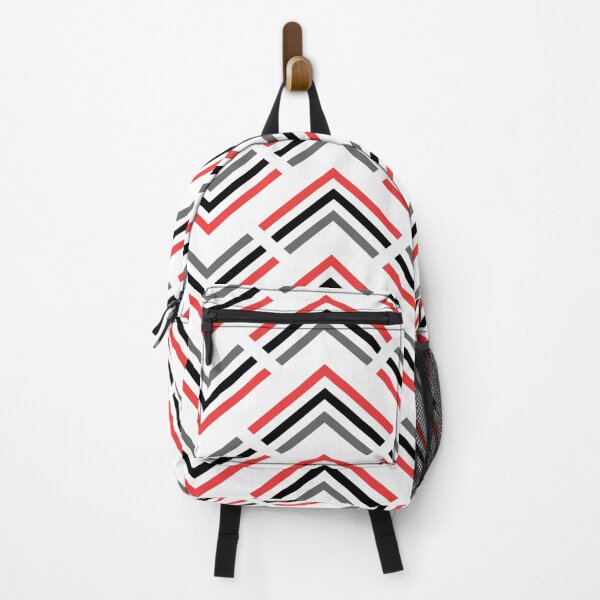 Item preview, Red, Gray, Black and White Tri Color Modern Chevron Zigzag Symmetrical Pattern designed and sold by All-Black-White.