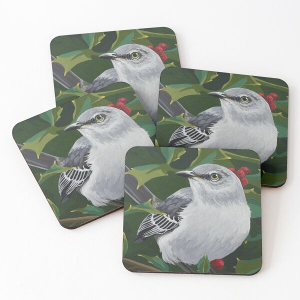 Item preview, Northern Mockingbird on Holly designed and sold by LauraWolfArtist.