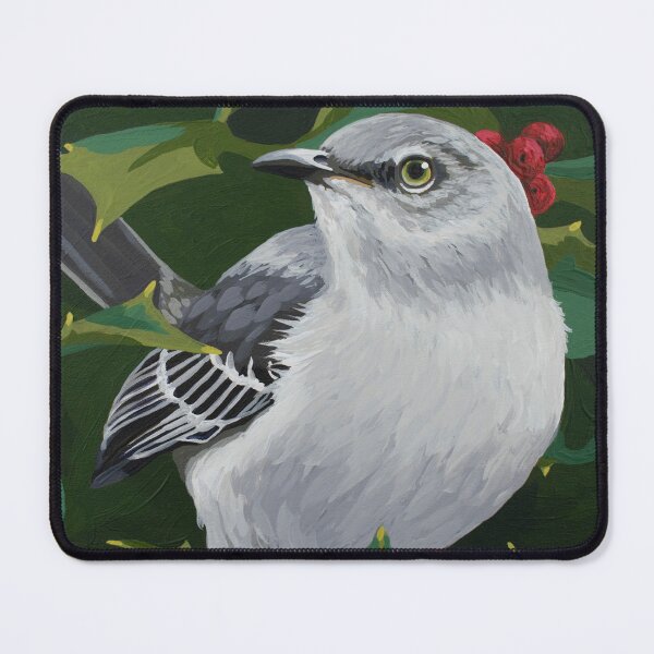 Item preview, Northern Mockingbird on Holly designed and sold by LauraWolfArtist.