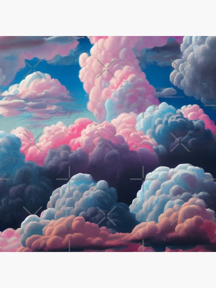 Pink and Blue Cotton Clouds Art Board Print for Sale by Trends