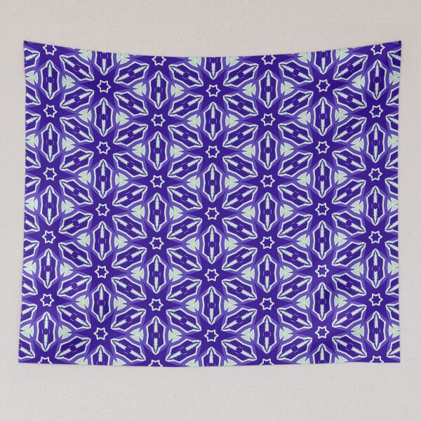 Item preview, Striking Blue Star Geometric Seamless Pattern Print designed and sold by protegra.