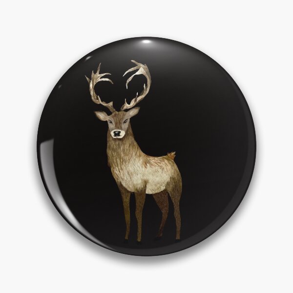 Item preview, Deer brown horn elegance a watercolor illustration black designed and sold by Yana Mustafina | Boho Soulful Designs.