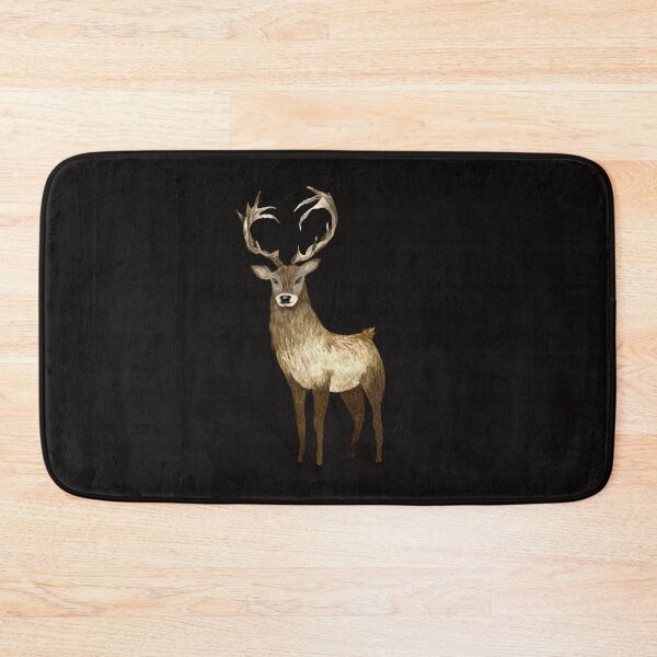 Item preview, Deer brown horn elegance a watercolor illustration black designed and sold by Yana Mustafina | Boho Soulful Designs.