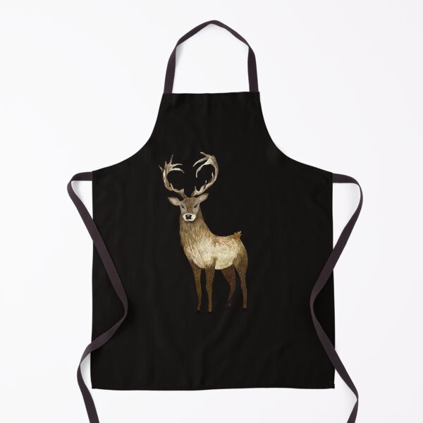 Item preview, Deer brown horn elegance a watercolor illustration black designed and sold by Yana Mustafina | Boho Soulful Designs.
