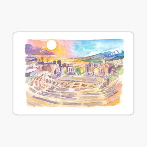 Item preview, Ancient Theatre of Taormina with View of Mount Etna in Sicily designed and sold by artshop77.