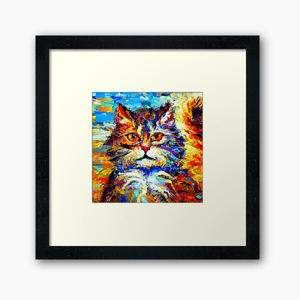 Item preview, Cat Eyes - colorful impressionistic portrait of a cat designed and sold by BLACKSUN-SHOP.