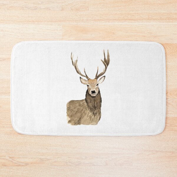 Item preview, Deer brown horn elegance a watercolor illustration designed and sold by Yana Mustafina | Boho Soulful Designs.