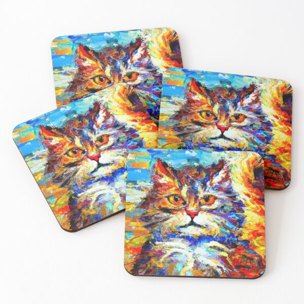 Item preview, Cat Eyes - colorful impressionistic portrait of a cat designed and sold by BLACKSUN-SHOP.