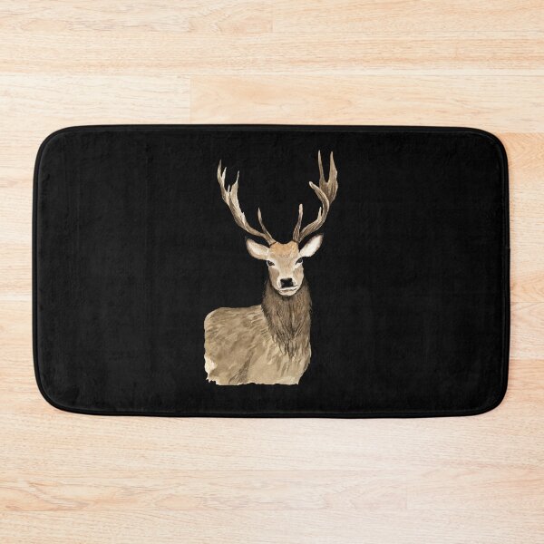 Item preview, Deer brown horn elegance a watercolor illustration black designed and sold by Yana Mustafina | Boho Soulful Designs.