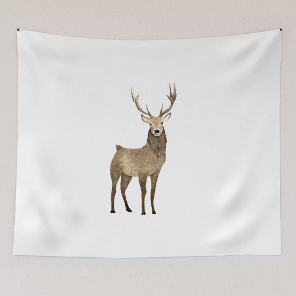 Item preview, Brown deer cure elegance a watercolor illustration designed and sold by Yana Mustafina | Boho Soulful Designs.
