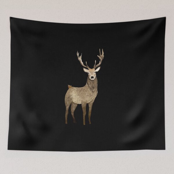 Item preview, Brown deer cure elegance a watercolor illustration black designed and sold by Yana Mustafina | Boho Soulful Designs.
