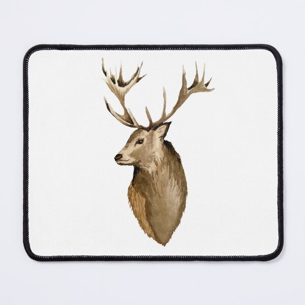 Item preview, Deer brown head horns cute watercolor illustration designed and sold by Yana Mustafina | Boho Soulful Designs.
