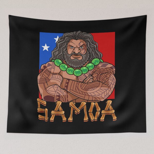 Item preview, Samoan Pride Polynesian Tribal Warrior Samoa Flag designed and sold by Nosek1ng.