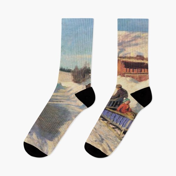 Item preview, Norwegian snow landscape with skiers and a sled designed and sold by Lacasadellora.