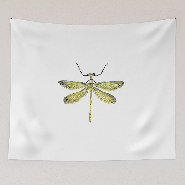 Item preview, Dragonfly yellow cute texture a watercolor sketch designed and sold by Yana Mustafina | Boho Soulful Designs.