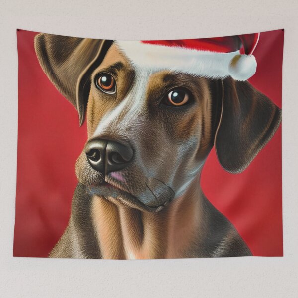 Item preview, Christmas Hanoverian Scenthound Wearing A Santa Hat designed and sold by ZenEverAI.