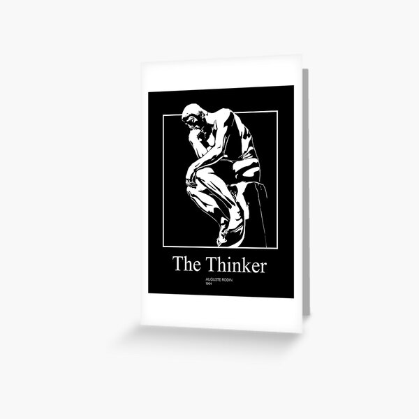 'The Thinker' by Rodin Fine Art Illustration Greeting Card