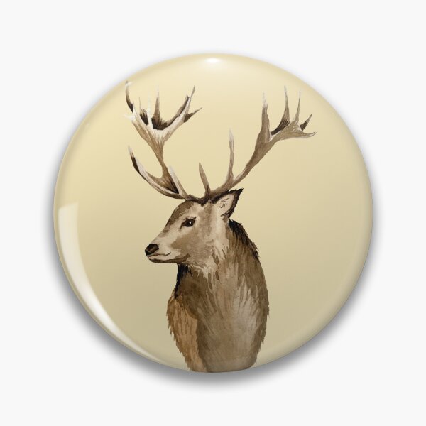 Item preview, Deer brown head horns cute watercolor illustration beige designed and sold by Yana Mustafina | Boho Soulful Designs.