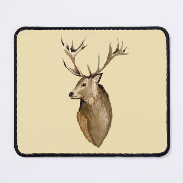 Item preview, Deer brown head horns cute watercolor illustration beige designed and sold by Yana Mustafina | Boho Soulful Designs.