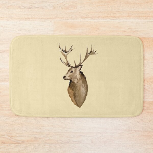 Item preview, Deer brown head horns cute watercolor illustration beige designed and sold by Yana Mustafina | Boho Soulful Designs.