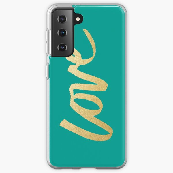 Love Gold Turquoise Brush Type Samsung Galaxy Soft Case