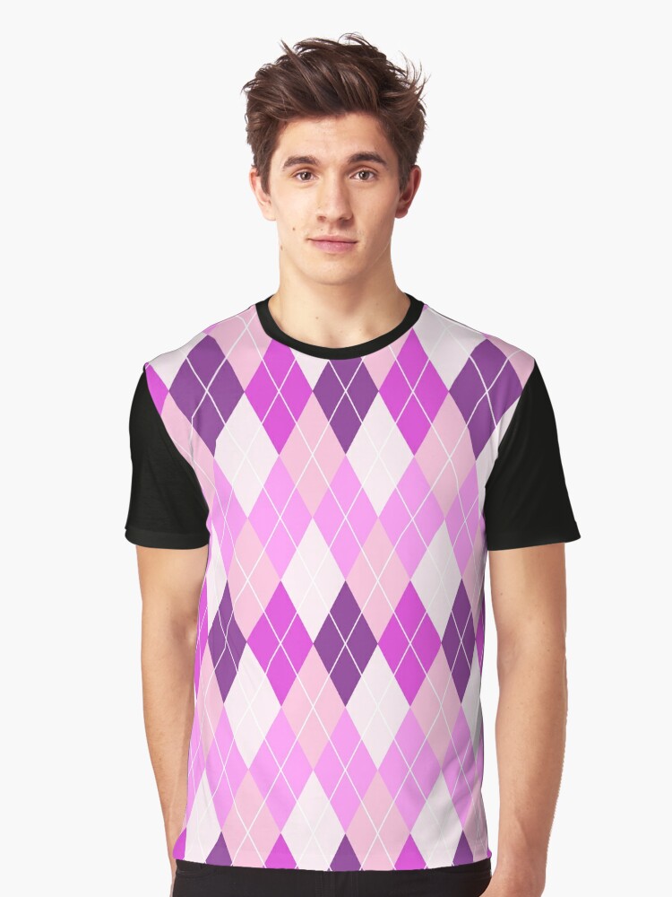 Light Purple Checkered Pattern Graphic T-Shirt for Sale by