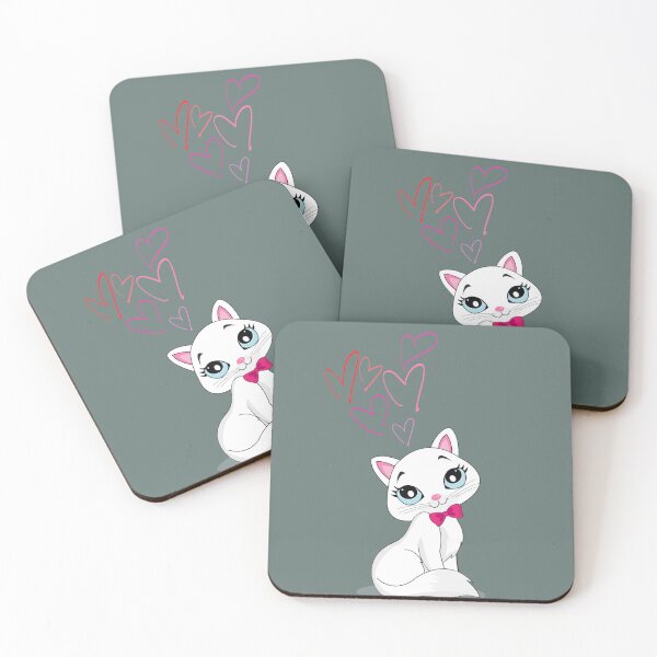 Item preview, White cat with lots of hearts designed and sold by dyart painting.
