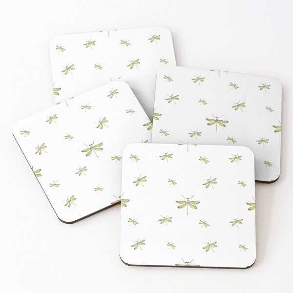 Item preview, Dragonfly yellow pattern cute a watercolor sketch designed and sold by Yana Mustafina | Boho Soulful Designs.