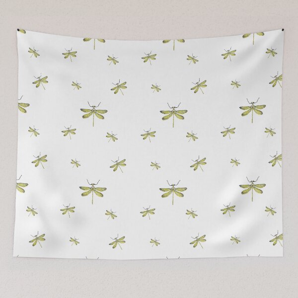 Item preview, Dragonfly yellow pattern cute a watercolor sketch designed and sold by Yana Mustafina | Boho Soulful Designs.